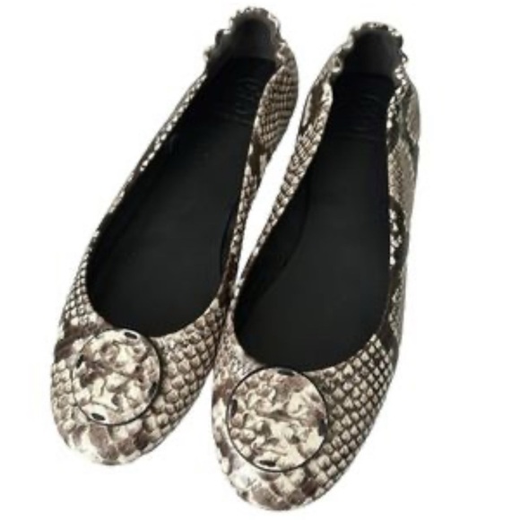 Tory Burch Size 7.5 Reva Ballet Flat Ballerina Python Leather Snakeskin - Picture 1 of 7
